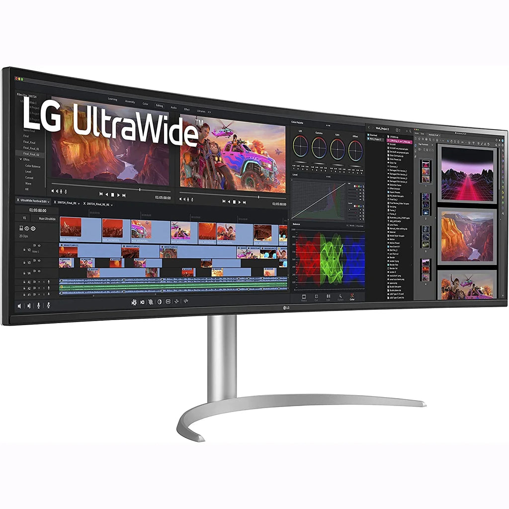 Open Box  49WQ95C-W 49" 32:9 Curved UltraWide DQHD (5120 x 1440) Nano IPS Monitor, NVIDIA G-SYNC suitable & AMD FreeSync Premium Pro, HDMI 2.1 and USB Type-C, Tilt/Height/Swivel Adjustable