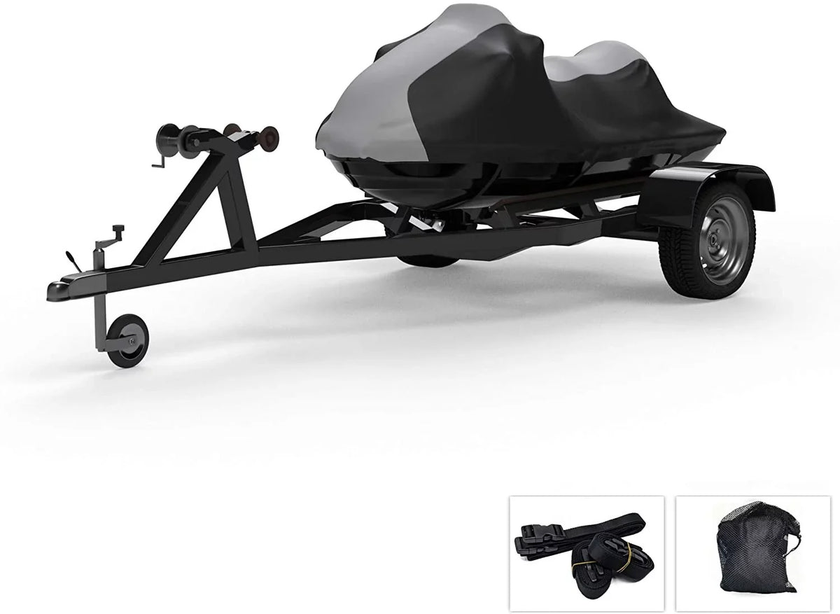 Weatherproof Jet Ski Covers for Yamaha Wave Runner GP 760 1997-2000 - Gray/Black Color - All atmospheric conditions - Trailerable - Protects from Rain, Sun, and More! Includes Trailer Straps and Storage Bag