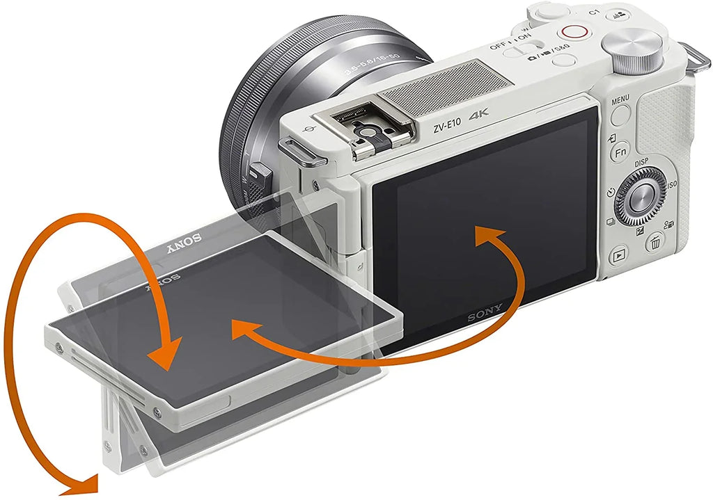 ILCZVE10LW Alpha ZV-E10 - APS-C Interchangeable Lens Mirrorless Vlog Camera Kit - White