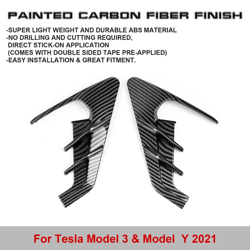 Xotic Tech Side Marker View Camera Indicator Turn Signal shield Trim, Carbon Fiber Pattern, suitable with Tesla Model 3 Model Y 2021+