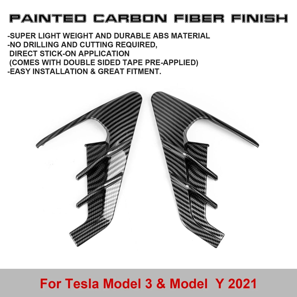 Xotic Tech Side Marker View Camera Indicator Turn Signal shield Trim, Carbon Fiber Pattern, suitable with Tesla Model 3 Model Y 2021+
