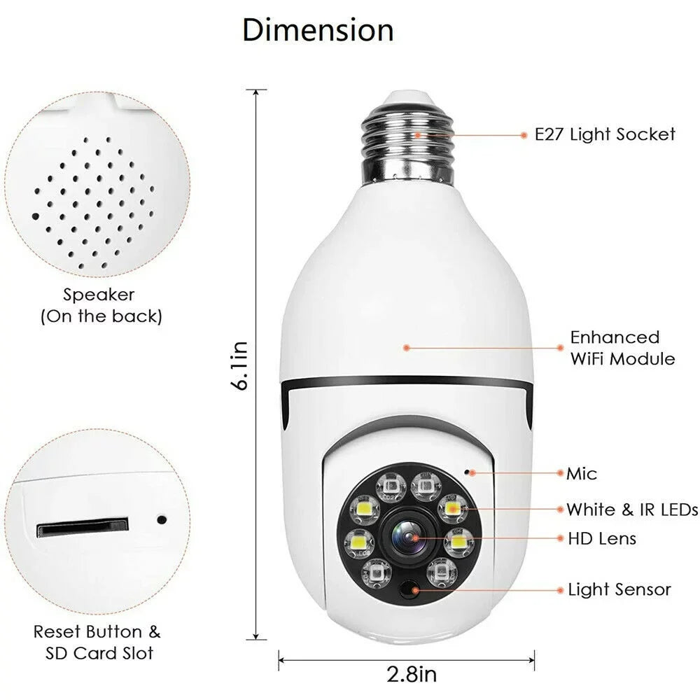 Toner H-Party 4 Pack Light Bulb Security Cameras, 2.4G & 5G Wifi Security Camera, Wireless Security Camera Outdoor, 1080P HD Outdoor Cameras for Home Security, 360° Wide Viewing, Night Vision