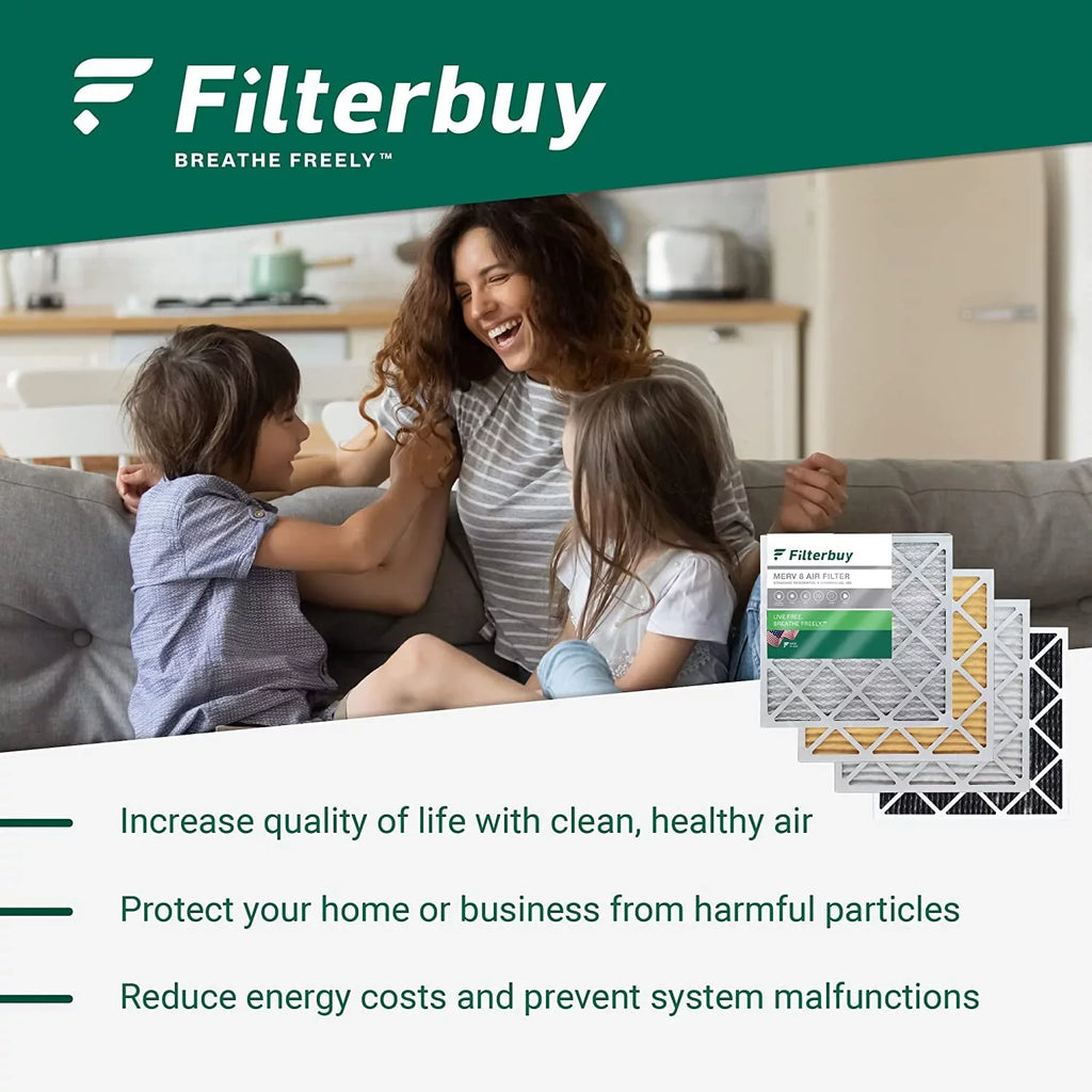 Filterbuy 12x12x4 MERV 11 Pleated HVAC AC Furnace Air Filters (6-Pack)