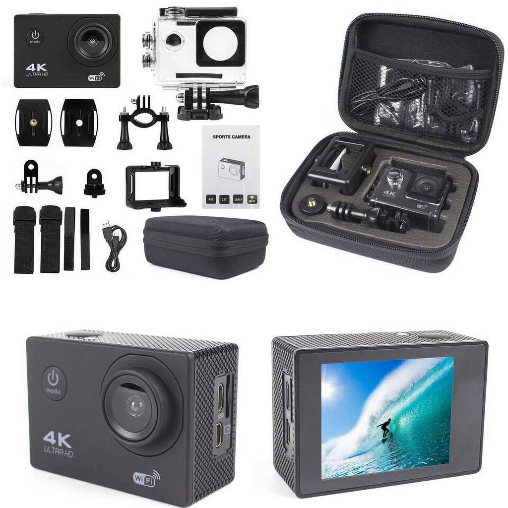 Action Camera HD 1080P Sports Camera Under 30M Waterproof, TF Card, Battery, Carry Case Included