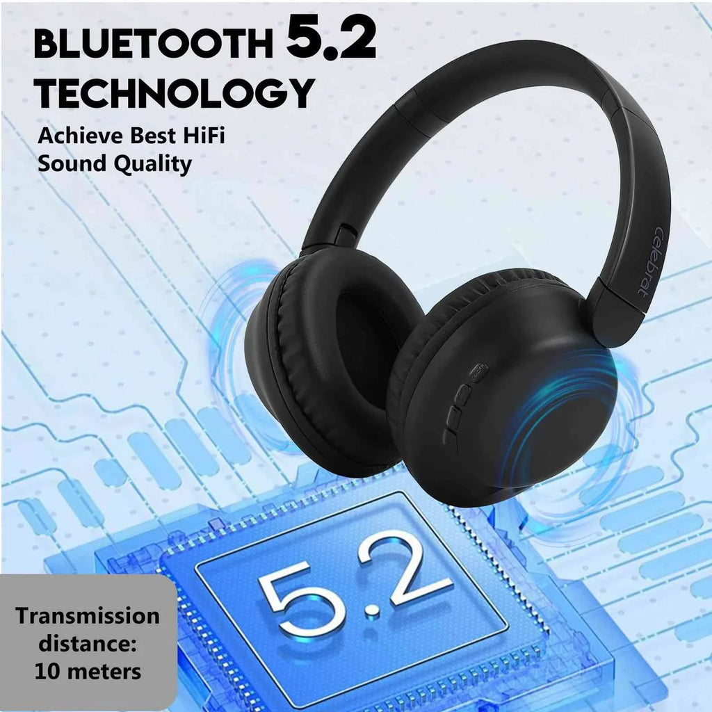 UrbanX UX991 Wireless Bluetooth Stereo Earphones High Resolution Audio Deep Bass Superior Comfort Over The Ear Headphones with Mic for HTC Exodus 1 phone Call Support