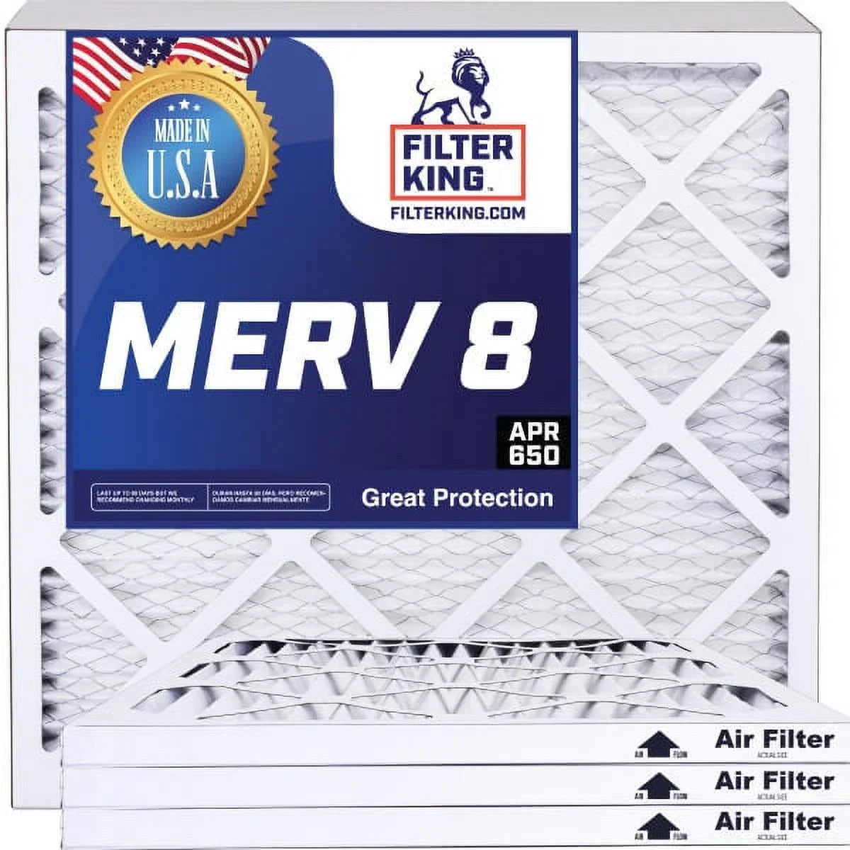 Filter King 38.5x23x1a Air Filter | 4-PACK | MERV 8 HVAC Pleated A/C Furnace Filters | MADE IN USA | Actual Size: 38.5 x 23 x .75"