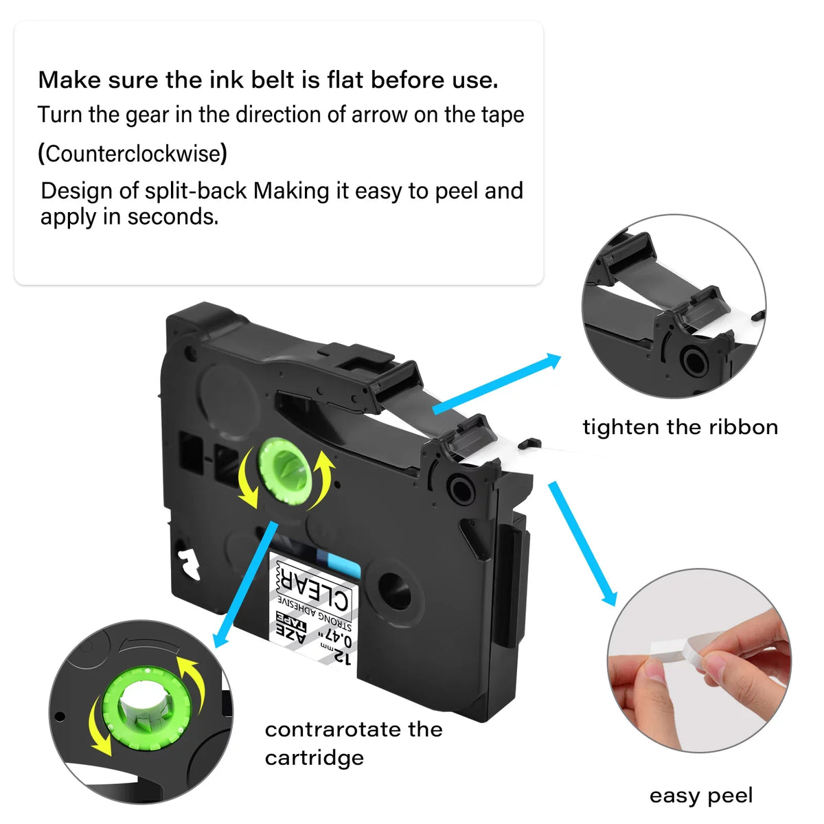 GREENCYCLE 20PK suitable for Brother P-touch Black on Clear 12mm TZ TZe TZe-S131 TZ-S131 TZ-131 TZe-131 Extra Strength Laminated Label Tape