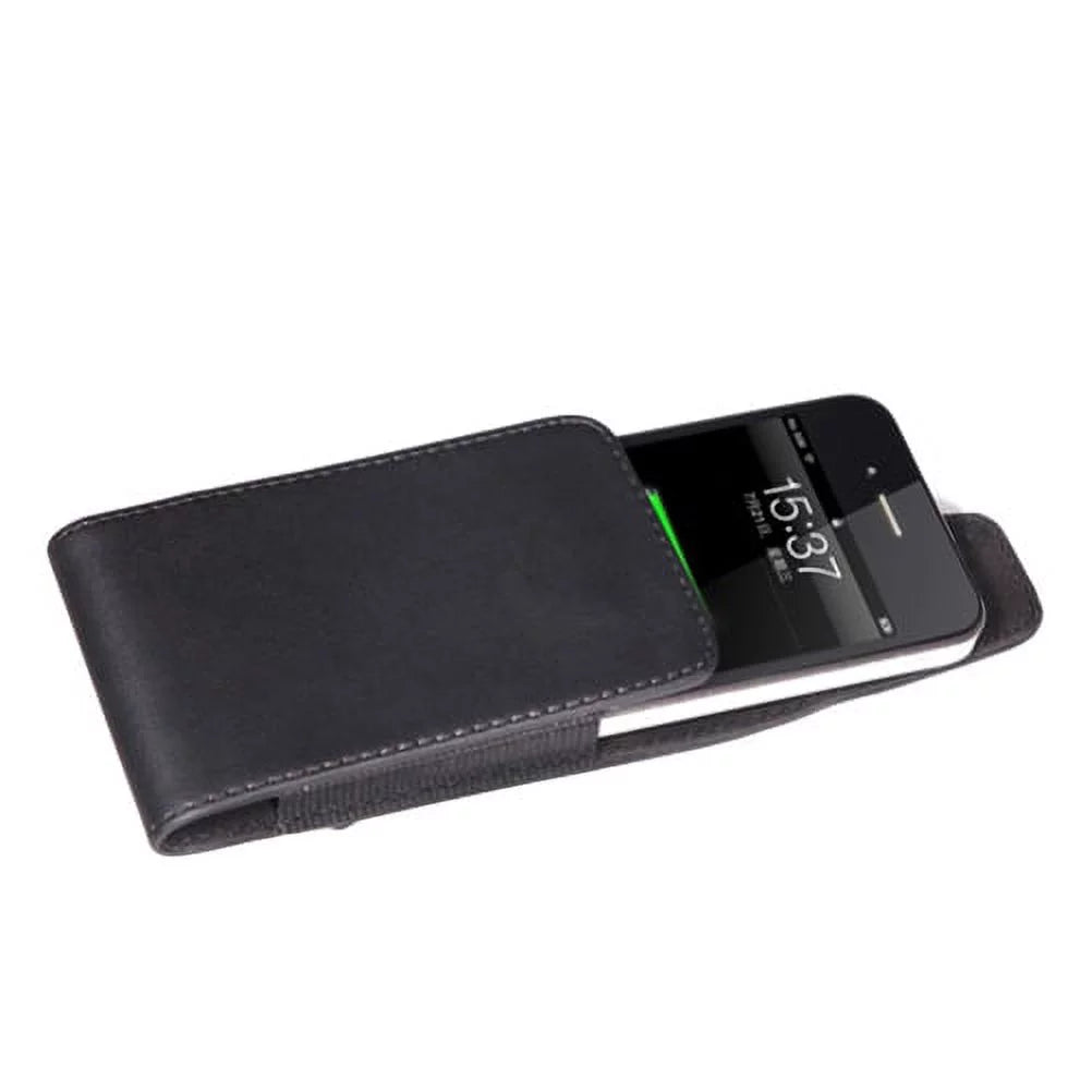 Black Leather Phone Case w 4-in-1 Adaptive Fast Home Car Charger 6ft Long (Two) USB Cable Bundle Z2D for  Liquid Jade Primo - Alcatel Idol 4S -  ZenFone 5z 4 Pro - Blackberry Motion