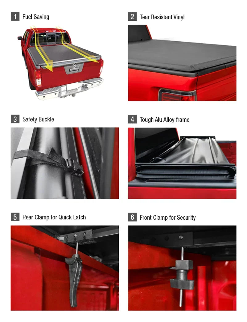 MaxMate Soft Tri-fold Truck Bed Tonneau protector matching with 2017-2024 Honda Ridgeline | 5'4" (64") Bed | TCH371065