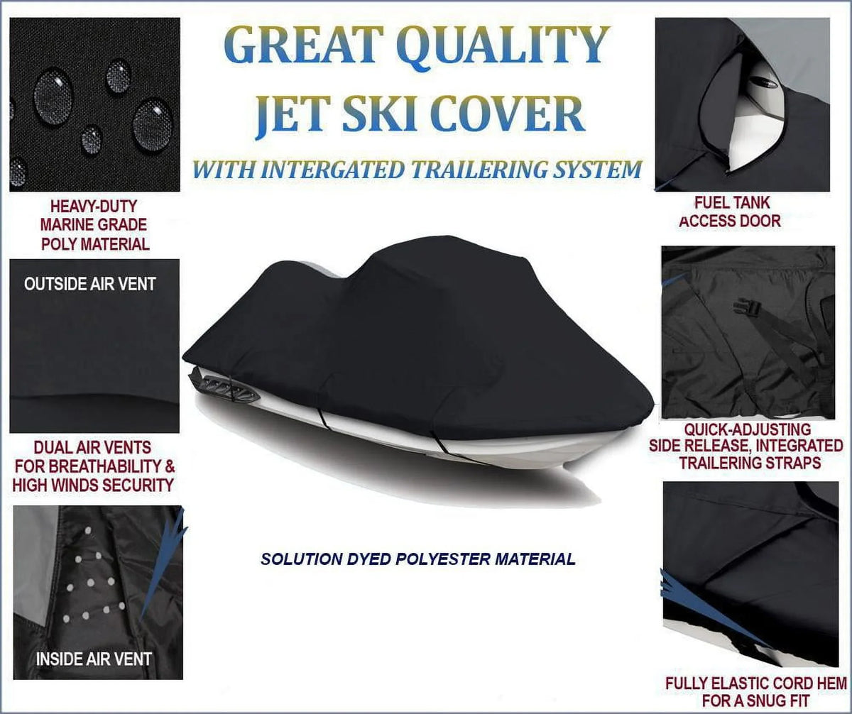 BLACK 600 DENIER JetSki protector matching for Sea Doo Sea-Doo GTI SE 130 2011 2012 2013 2014 2015 2016 2017 2018 2019 2020 2021 2022 Jet Ski shield PWC wrap