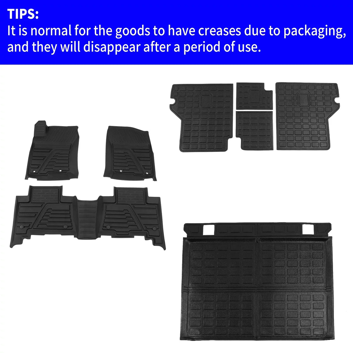 Fit 2013-2023  4Runner Floor Mats Trunk Mat Cargo Mat Cargo Liner All climate Back Seat protector Protector 2022 4 Runner Accessories (Fit Without Sliding Tray)