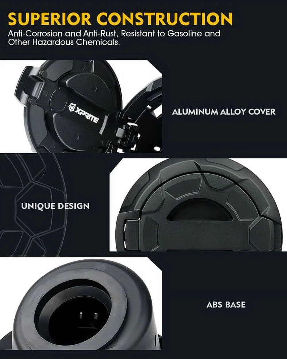 Xprite Bedrock Series Gas Fuel Cap protector for 07-18 Jeep Wrangler JK JKU, Offroad Style, Lightweight Aluminum, Easy Installation, Theft Deterrence